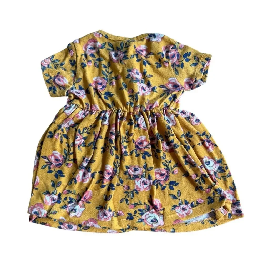 Girls Sz 18 Months Yellow Floral Dress & Bloomers 2 Pc Set LITTLE LASS - Picture 4 of 8